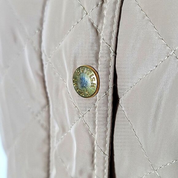 British Khaki Quilted Plaid Lined Zip/Button Outdoor Jacket - Picture 10 of 11